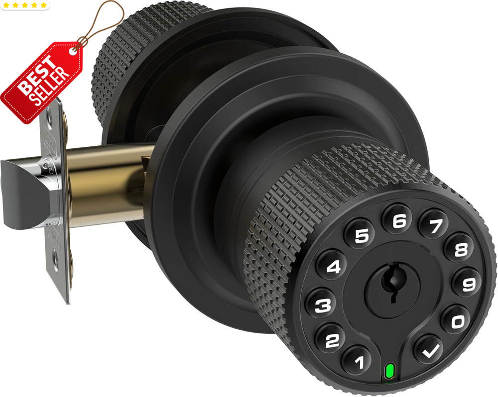 Keypad Smart Door Lock 50 User Codes Waterproof Auto Lock Matte Black US