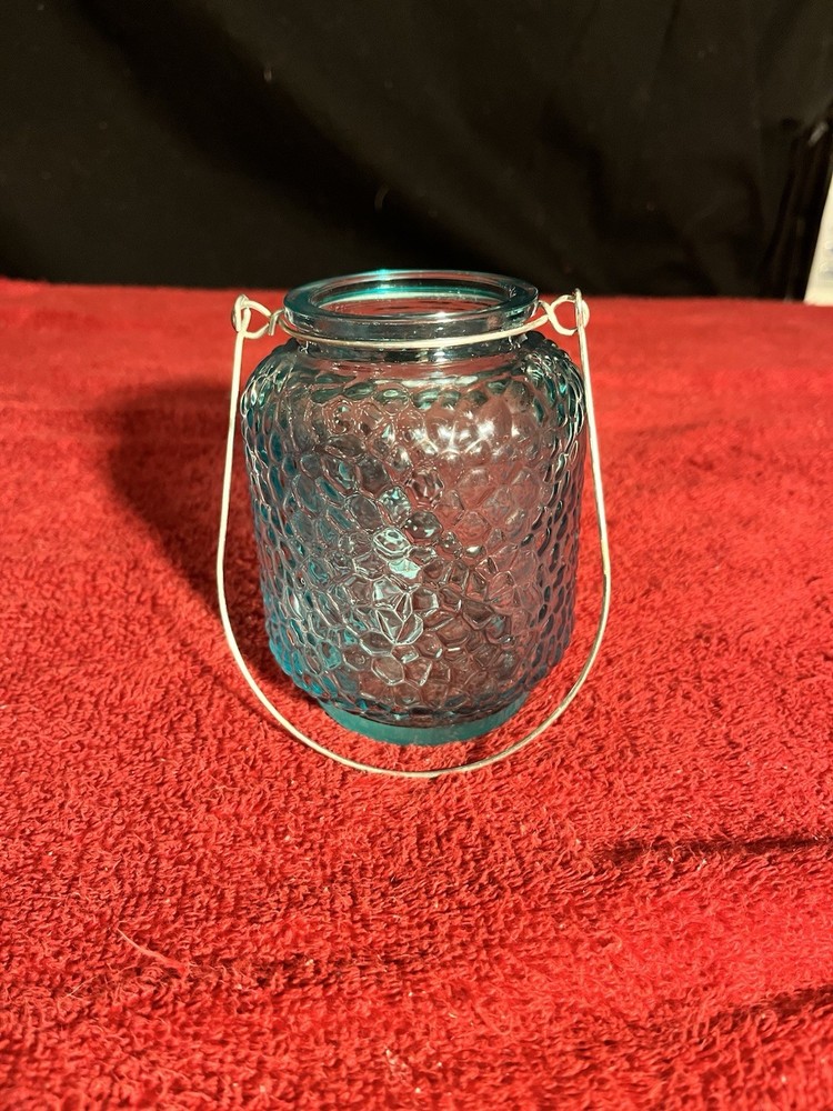 Ocean Blue Decorative Glass Lantern Candle Holder