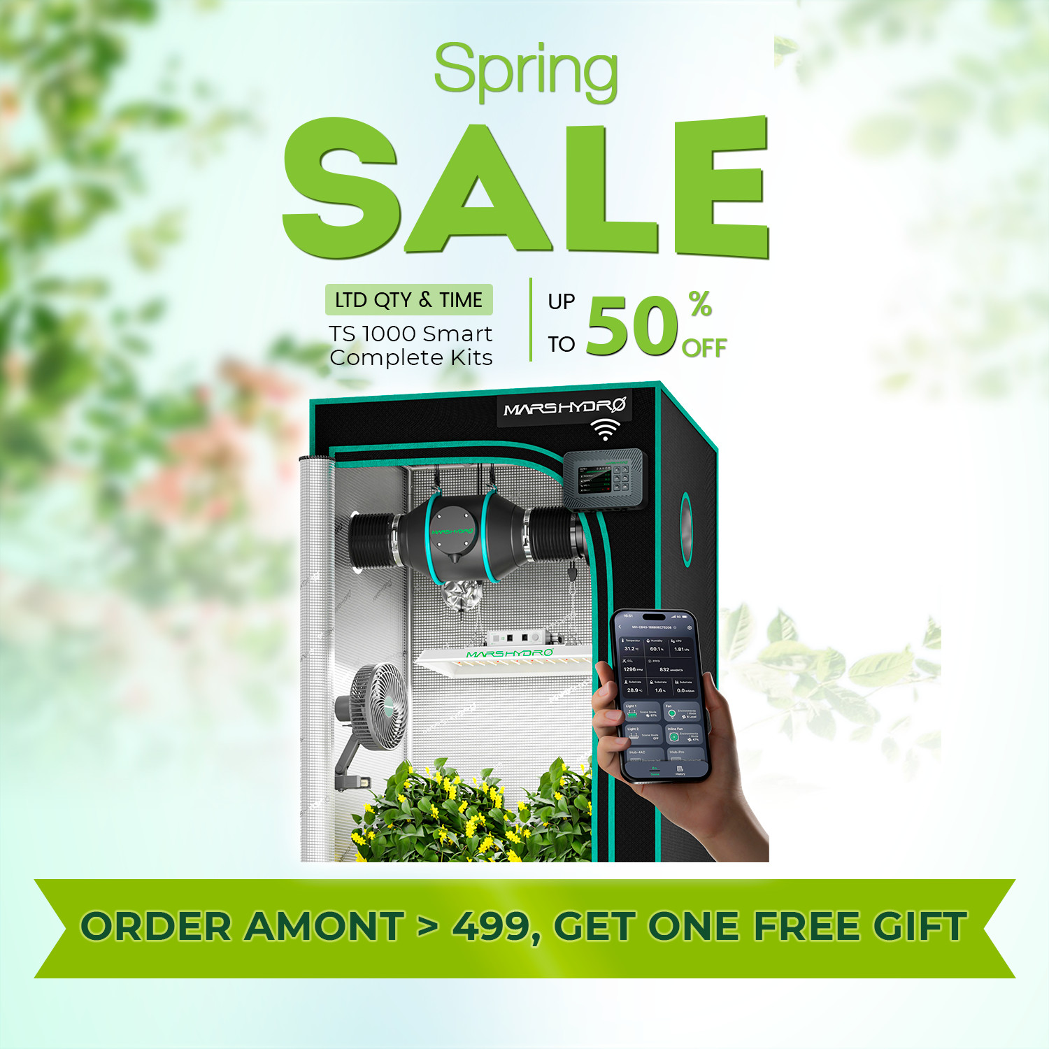 2026 Mars Hydro Smart Grow Tent Kits 2.6X2.6ft|150W LED|iControl Smart APP Wifi