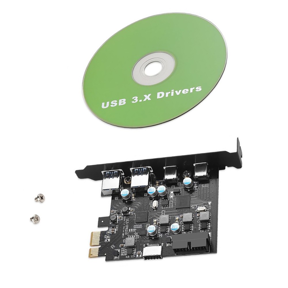 High Performance USB PCIe Expansion Card 4-Port 2xUSB-C 2xUSB-A Plug-N-Play