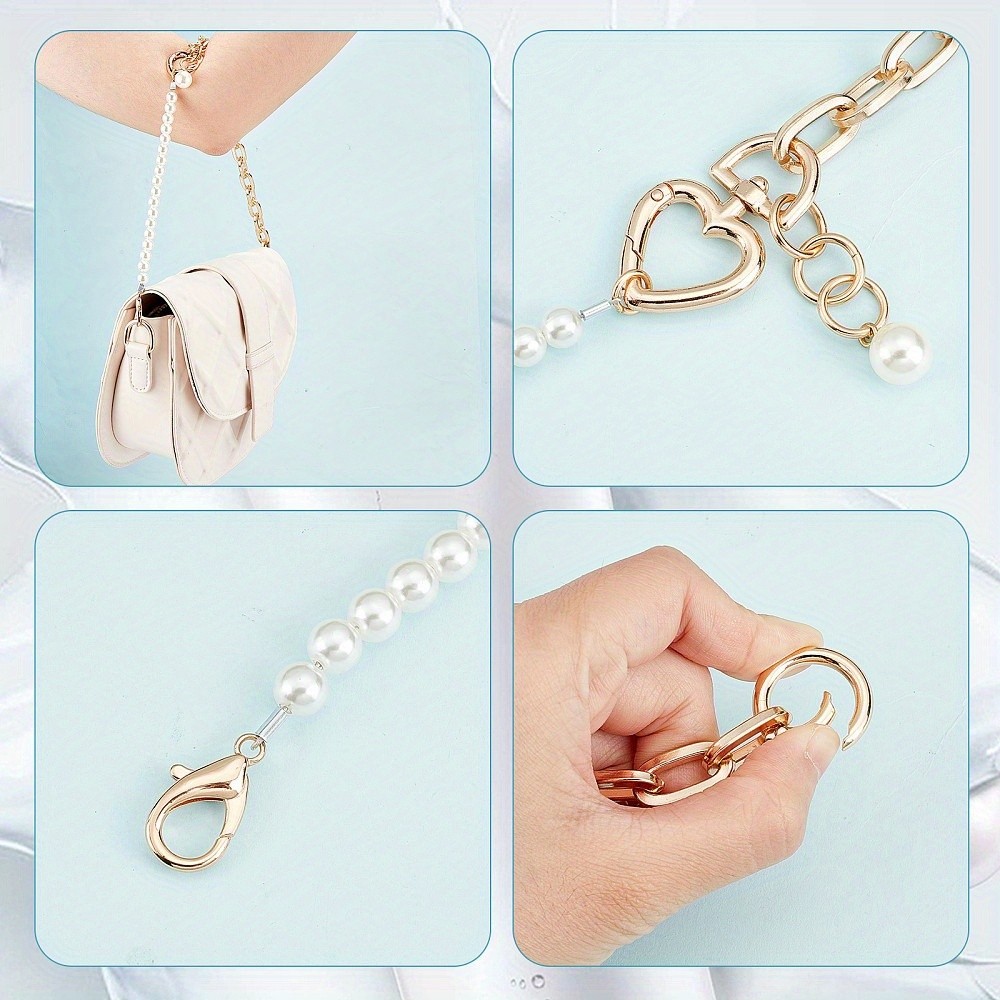 1box 2pcs 2 colors ABS Pearl bag Chain with Alloy Clasp for Replaceable Strap