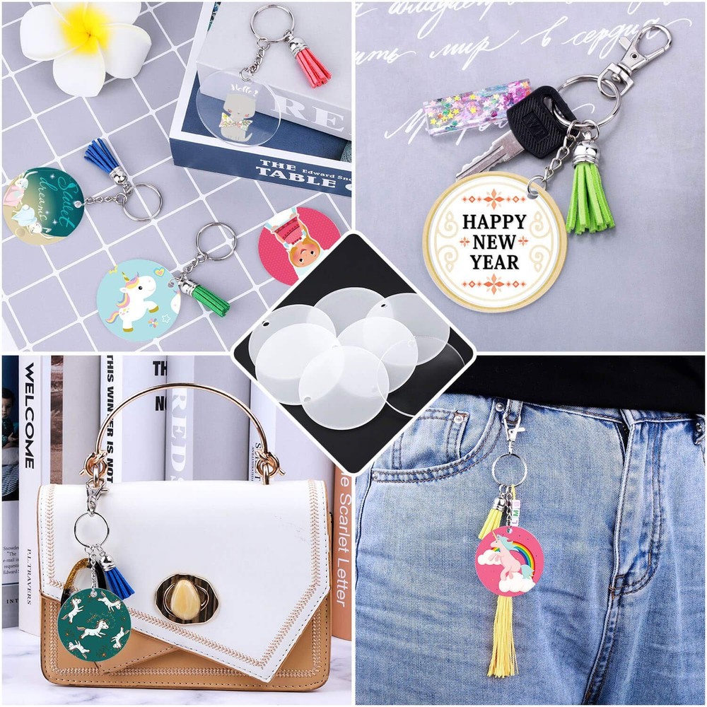 Audab Acrylic Keychain Blanks Kit - 120pcs Including Clear Small,
