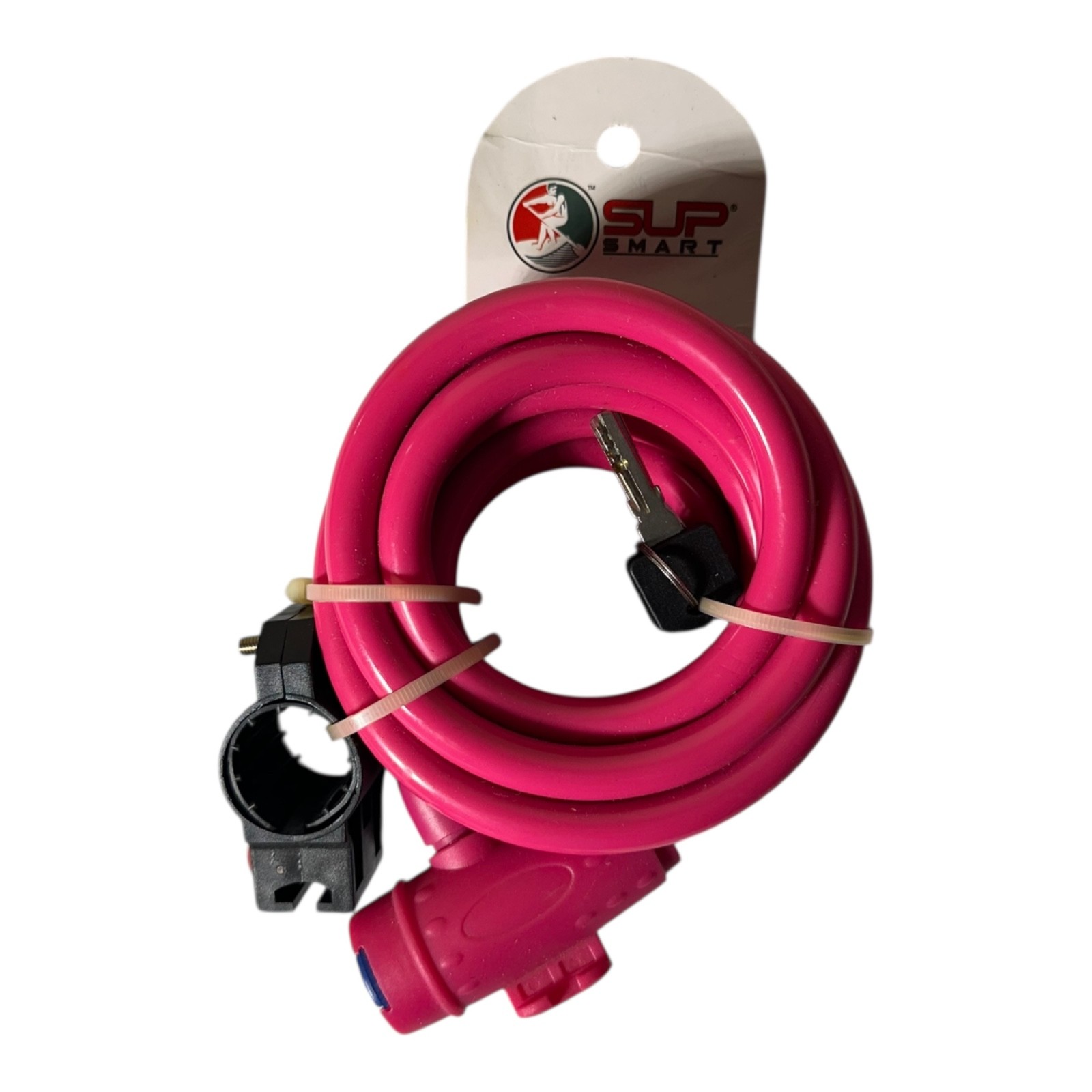 SUPSmart 8ft Cable Lock Pink Kayak Paddleboard Bike Lock w/Keys & Mount Bracket