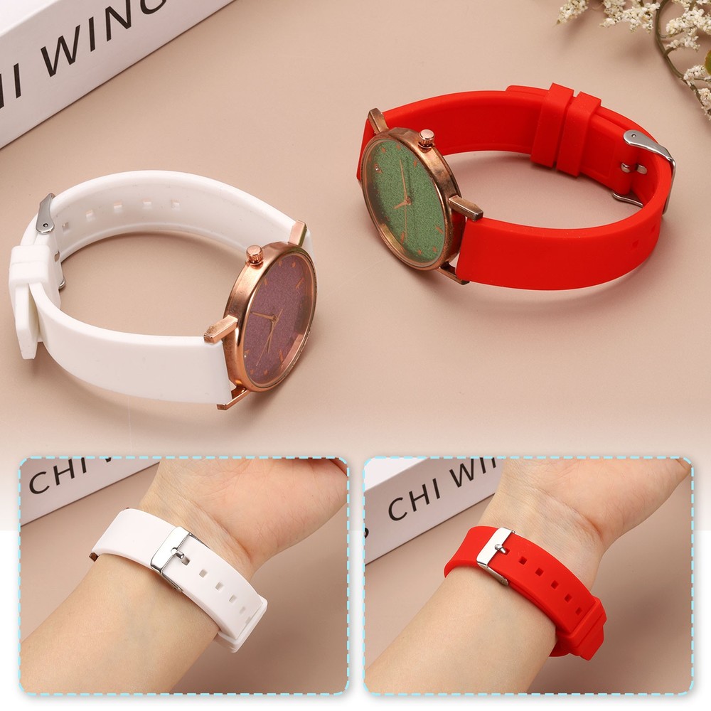 Silicone Watch Band 26mm Silver Clasp Quick Release Watch Strap, Red