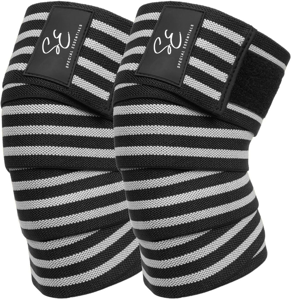 Knee Wraps for Weightlifting with Strap (2 Pack) - 72 Inches Flexible Support...