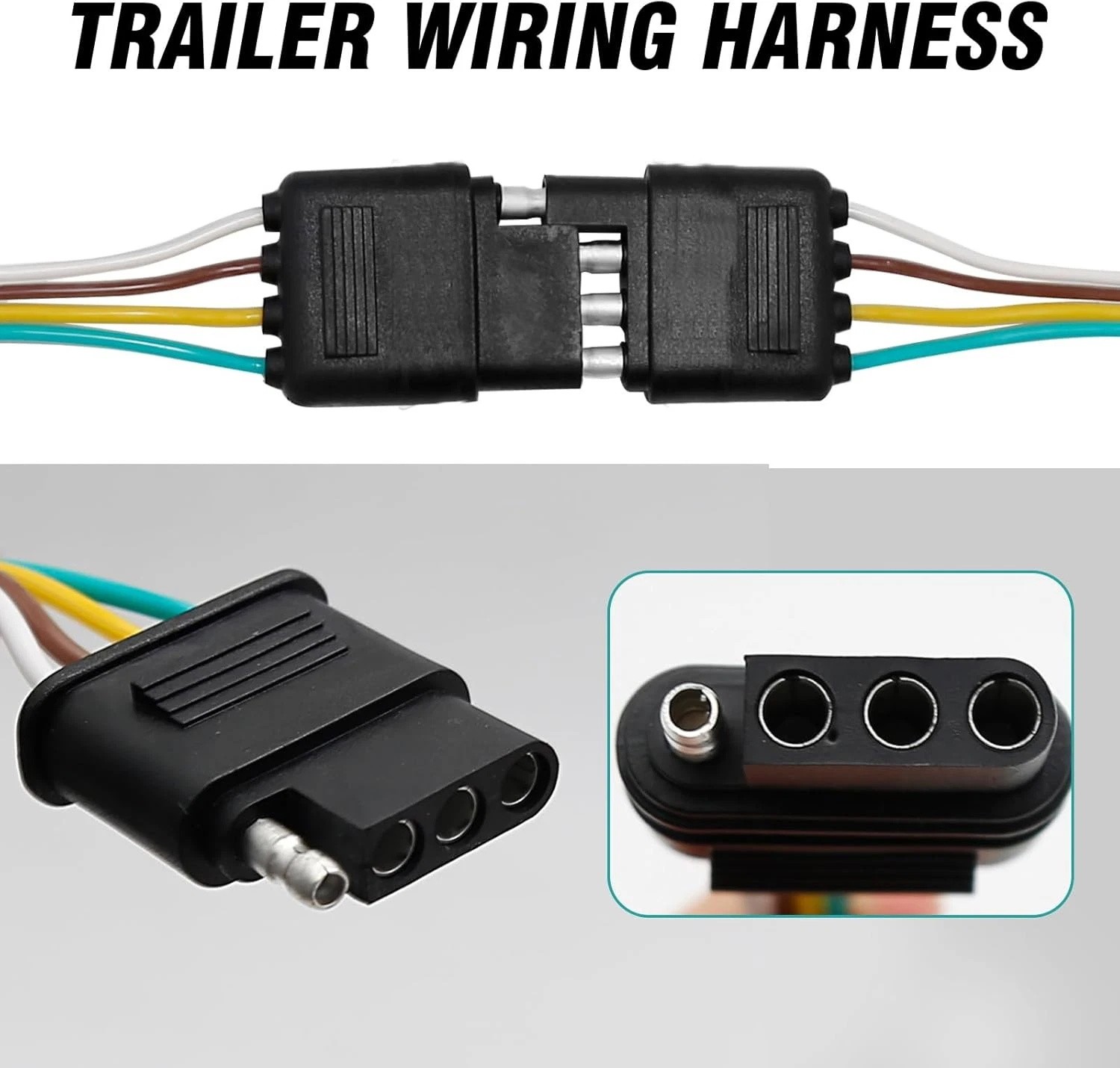 25' 4 Pin Flat Trailer Wiring Harness Kit Wishbone Style for Trailer Tail Lights