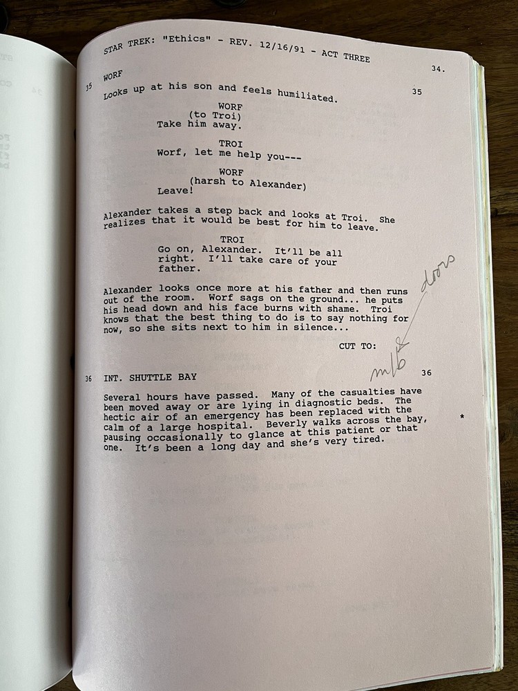 Star Trek: The Next Generation - 'Ethics' Original Final Draft Script (1991)