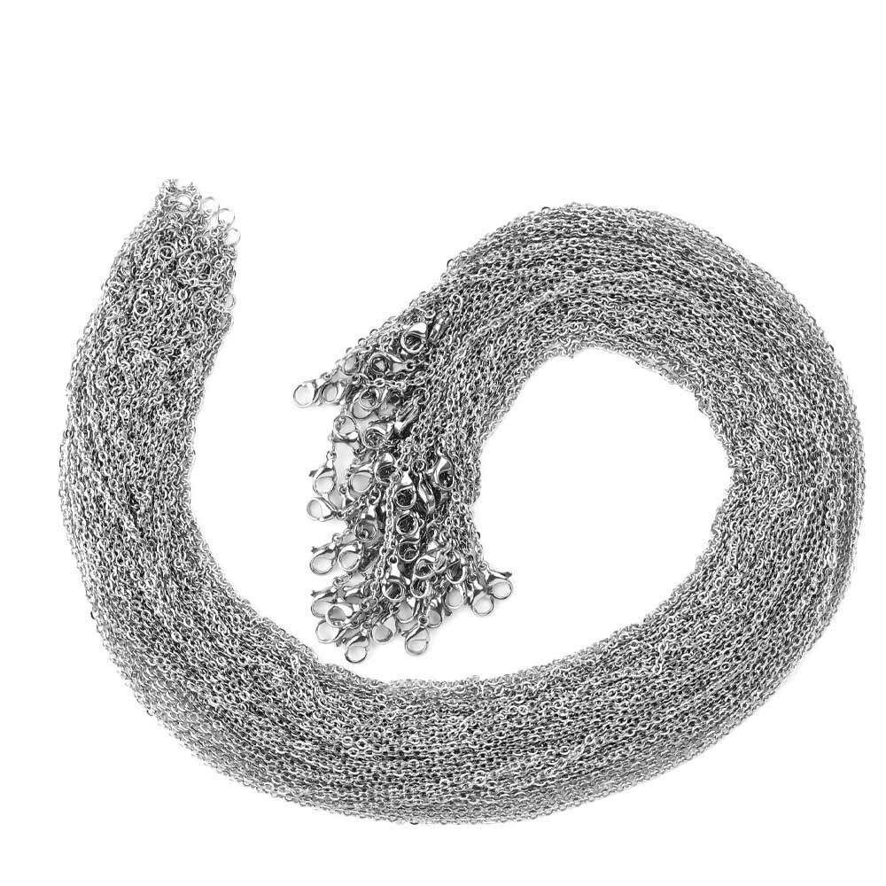 100pcs Wholesale Stainless Steel Silver Tone Necklace for DIY Jewelry Chains US