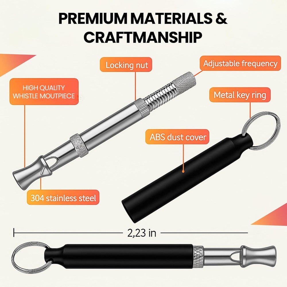 Adjustable Dog Whistle Set with Clicker