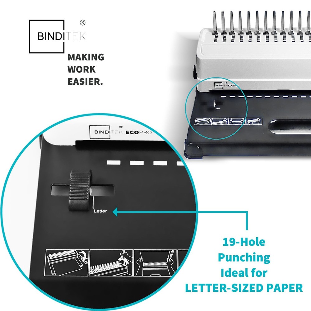 Binding Machine, 19-Hole, 450 Sheets, Comb Binder Machines with 100 PCS 1/2" ...