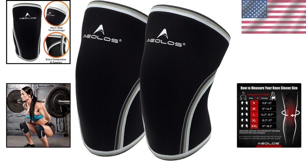 Breathable Black Knee Sleeves - 7mm Compression for Optimal Athletic Performance