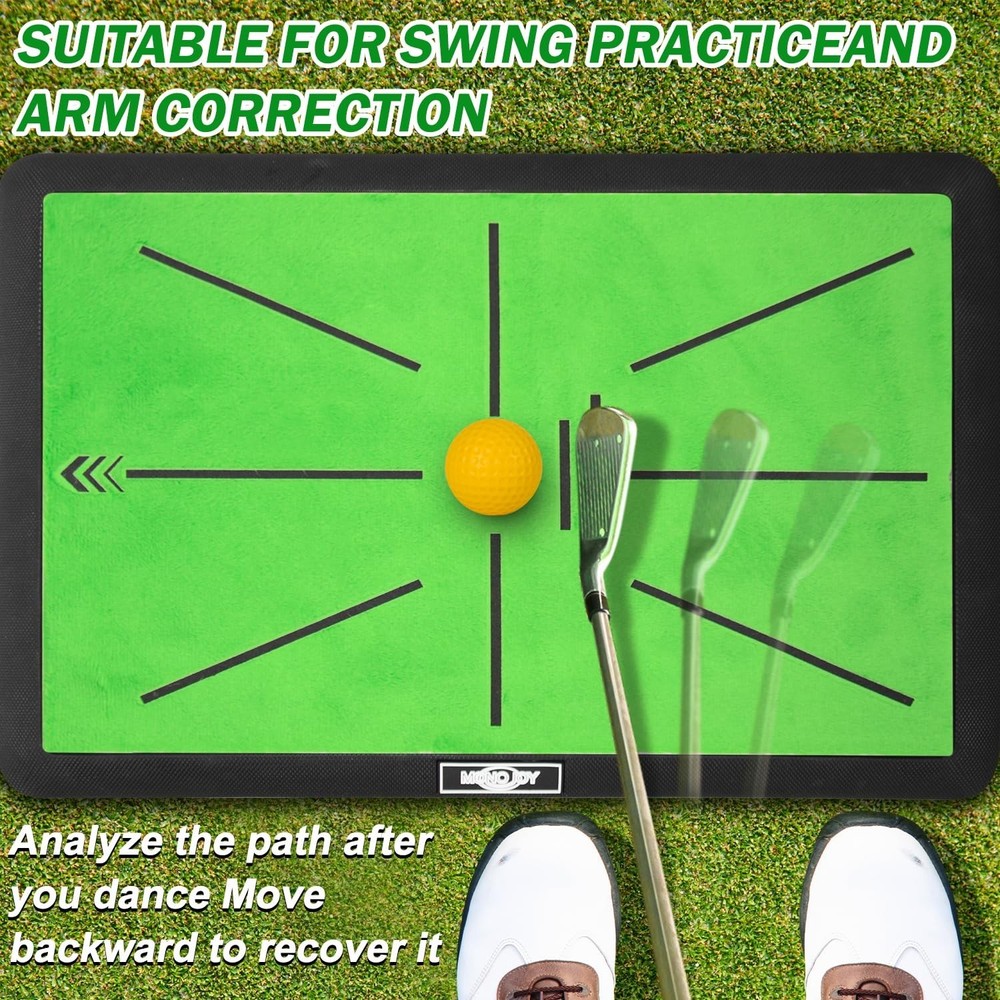 MONOJOY Golf Hitting Mat with Golf Tees - Golf Practice Mat for Swing Path Fe...