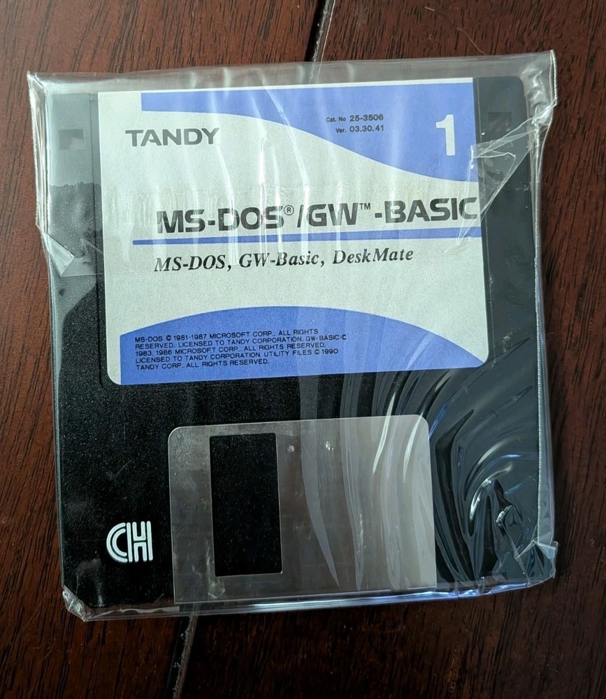 Tandy 3.5" Floppy Disk Set 1-2 Cat 25-3506 MS-DOS, GW-BASIC, DeskMate NEW