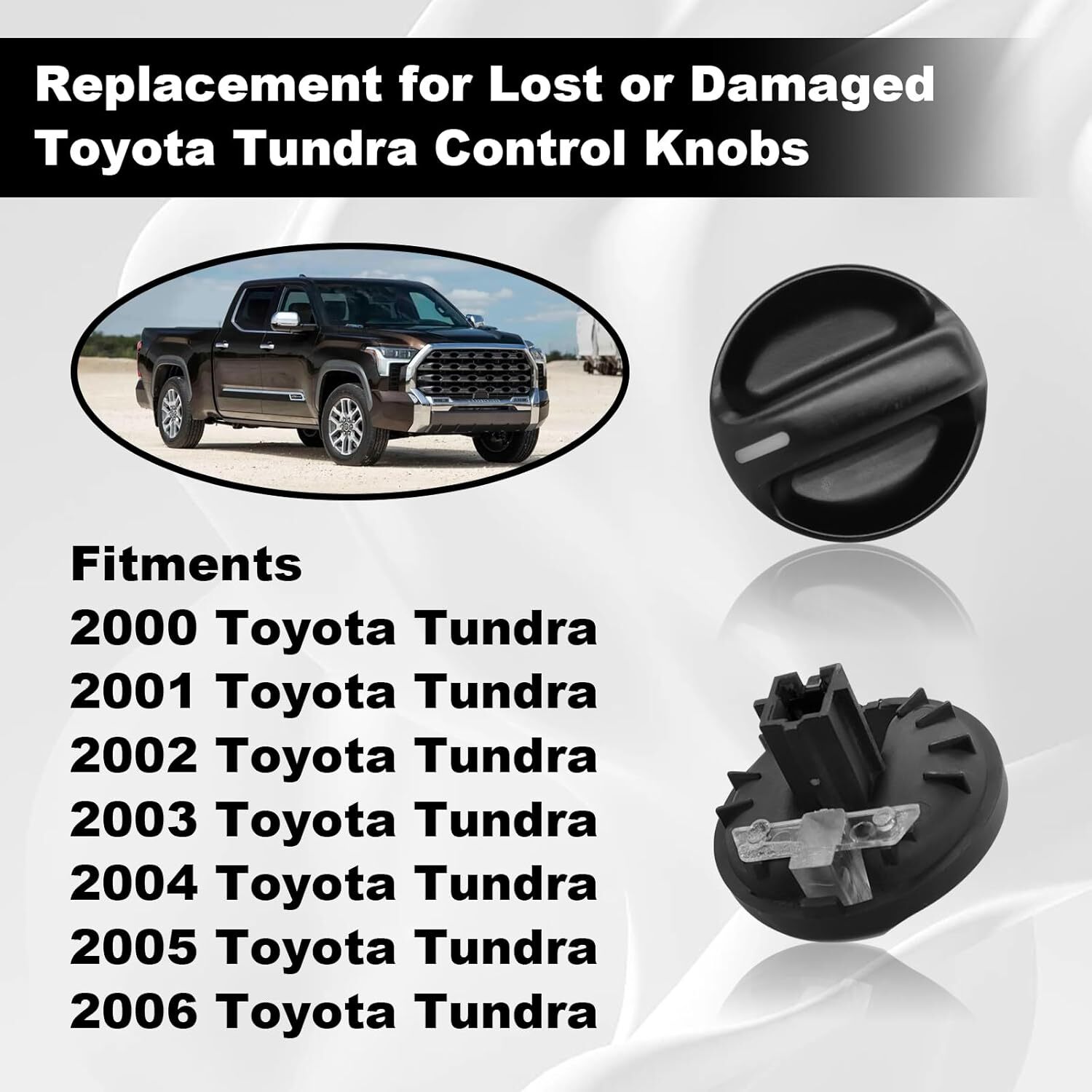 3 pack Fit for Toyota Tundra Truck 2000-06 Control Knobs Dials Heater A/C Fan