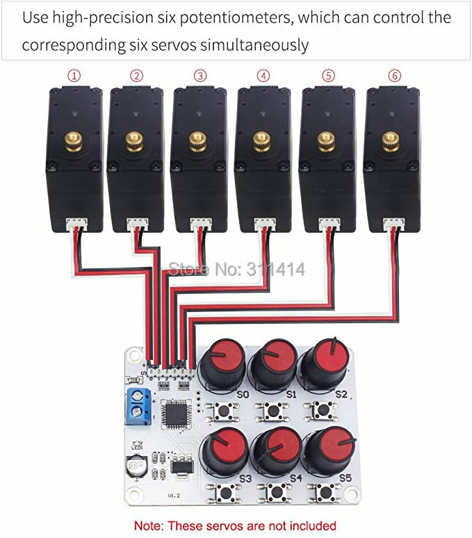 DC5-8.4V 6 Channel Knob Servo Controller Control Board Robot Arm Manipulator