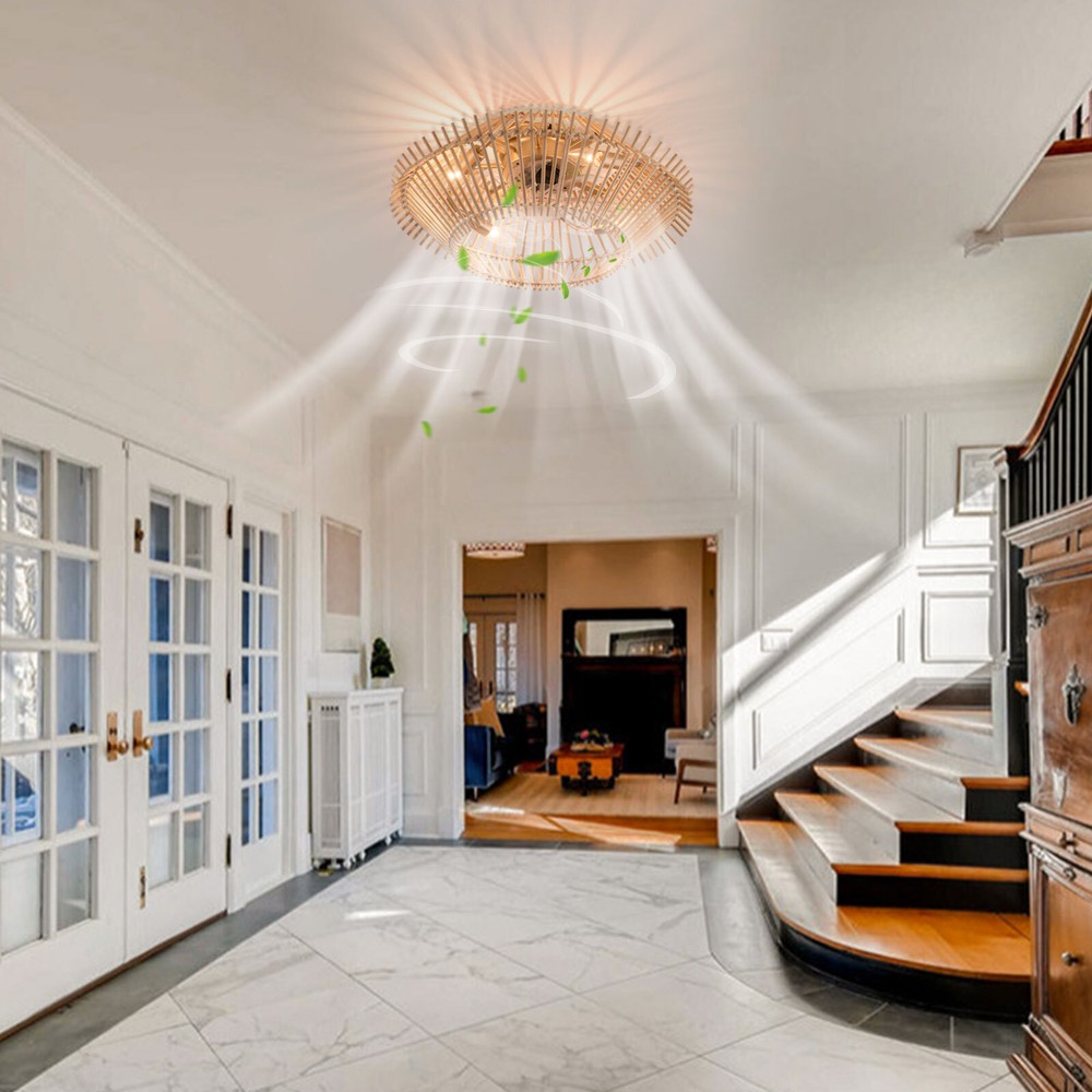 18" Modern E26 Ceiling Fan with Light Remote Control Chandelier Ceiling Lamps