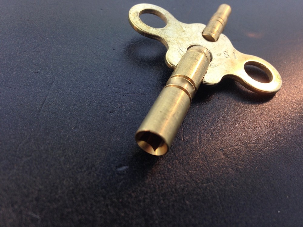 Clock Key Brass Double End Size 8/1 size 4 mm. x 2.6 mm