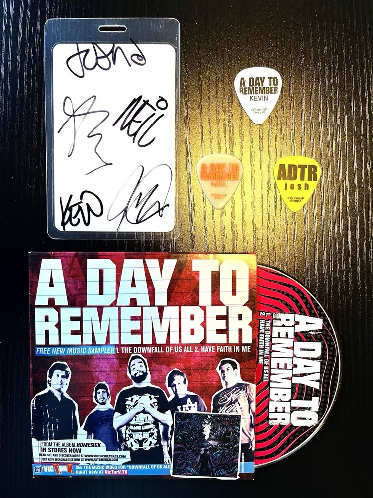 A Day To Remember Signed Laminate (2013) + Picks + Homesick Music Sampler (2009)