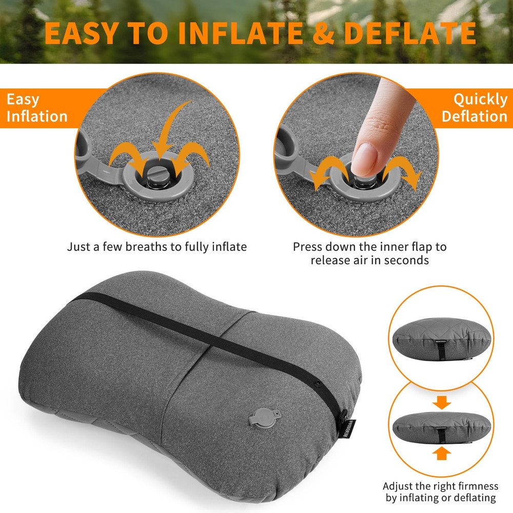 Inflatable Camping Pillow –Compact, Ultralight Blow Up Backpacking Pillow wit...