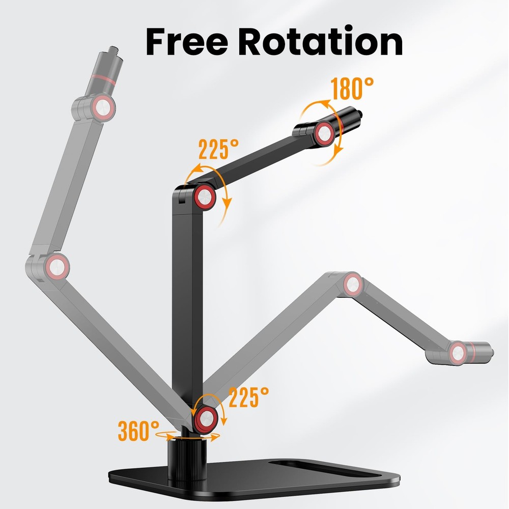 Projector Stand Desktop Foldable Stand with 1/4-Inch Thread, Height Adjustabl...