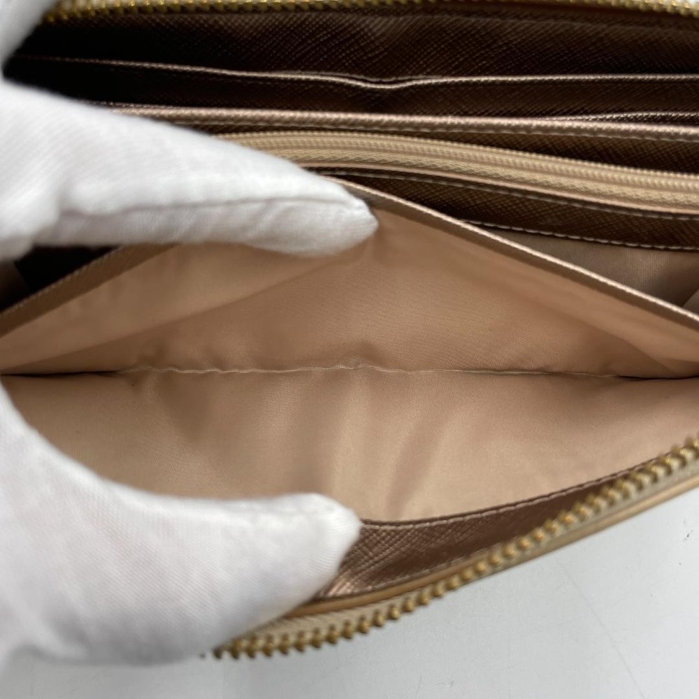 Authentic Coach Long Wallet, Leather, Beige, Signature