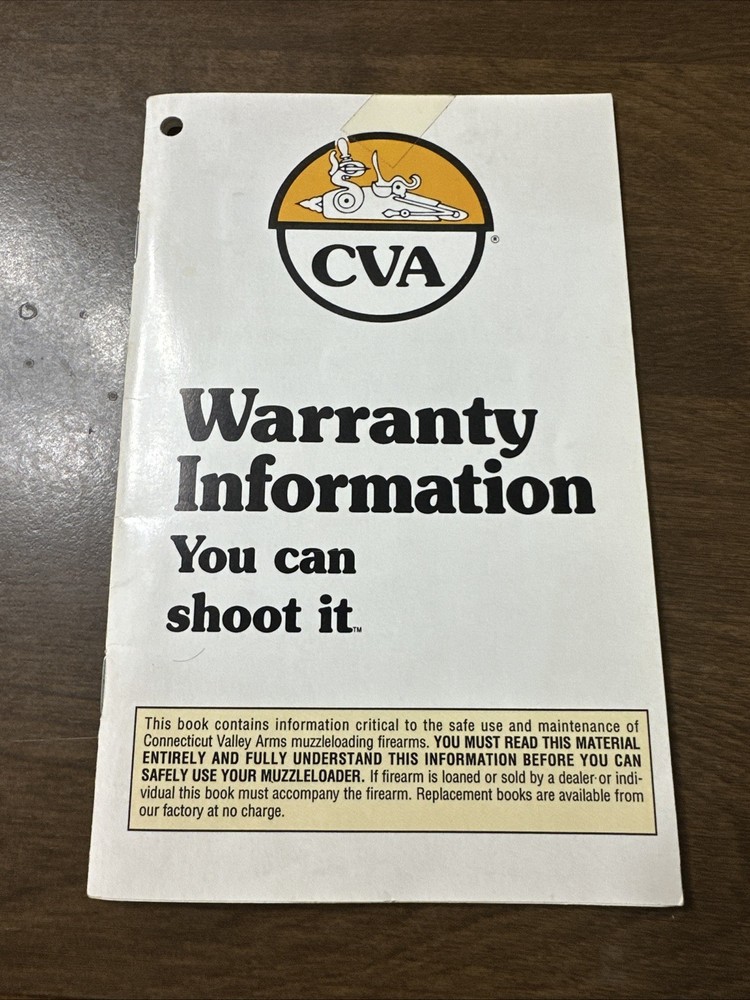Vintage Original 1992 CVA Muzzleloader Owners Manual