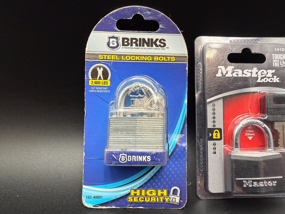 3 New Padlocks Brinks Master Lock TSA Combo Steel High Security Set