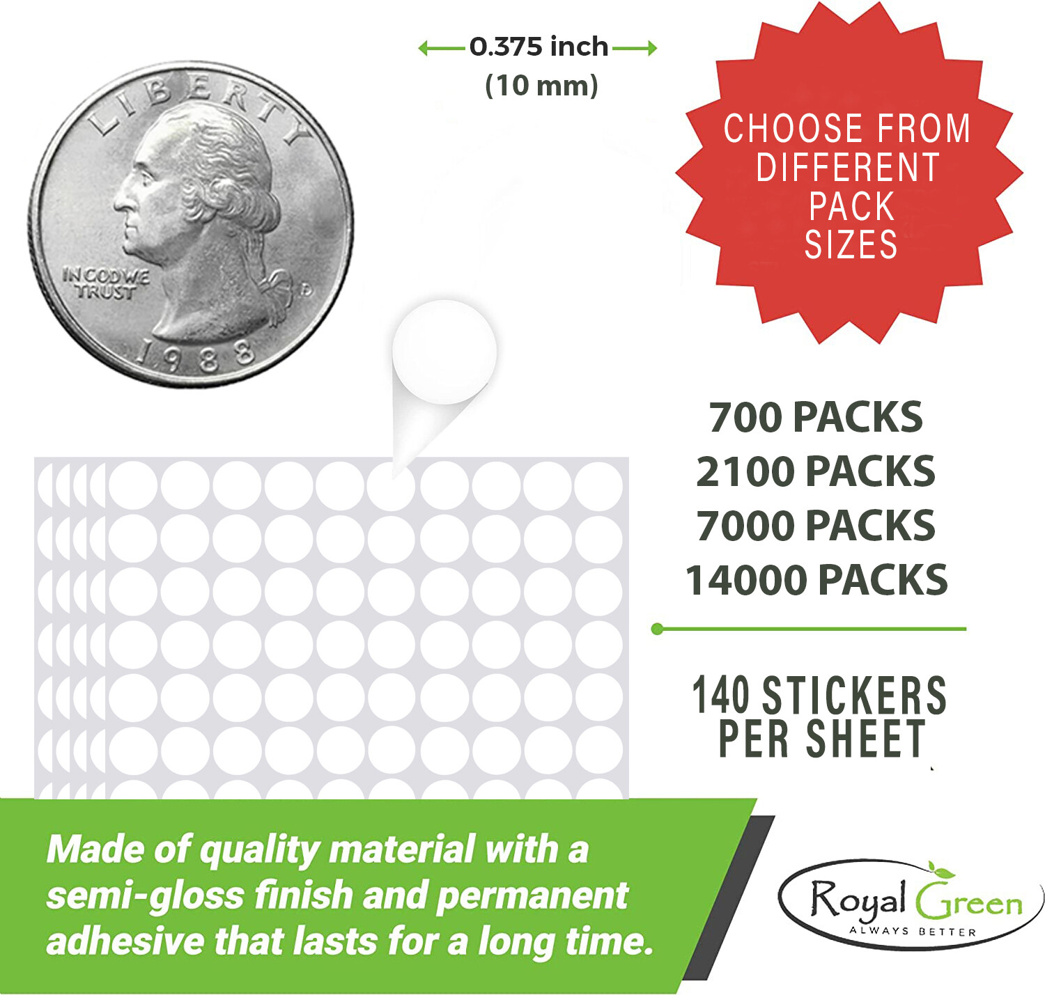 10mm Small Round Dots Color Coded Stickers 3/8 Labels 0.375 Inch Circle