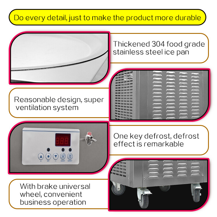 Kolice Commercial 22'' Single Round Pan Rolled Ice Cream Machine,Ice Pan Machine