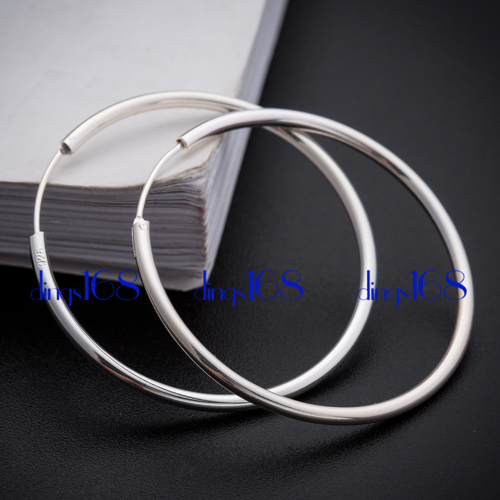 925 Sterling Silver Endless Thin Hoop Earring Many Size Small Medium X-Large E3Q
