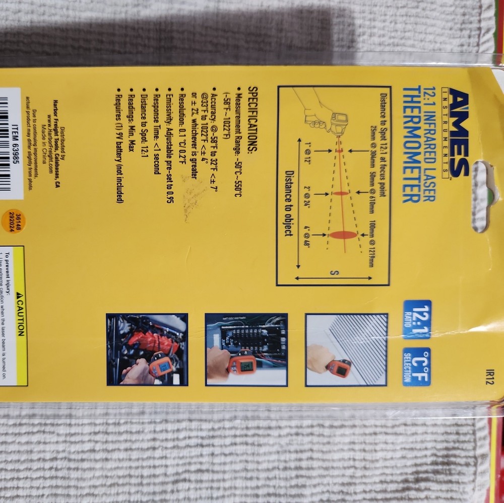 AMES 12:1 Infrared Laser Thermometer Open Box