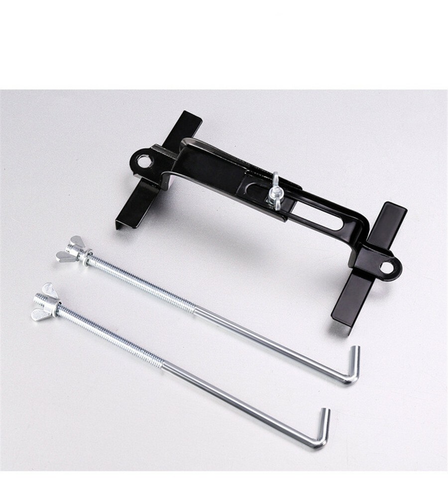 Black Car Battery Tray Holder Storage & Adjustable Hold Down Clamp Bracket Kit