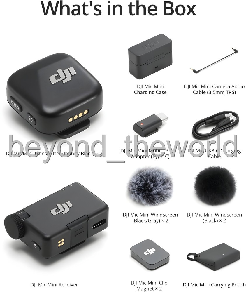 DJI Mic Mini (2TX+1RX+Charging Case) Mini Wireless Microphone Full Set