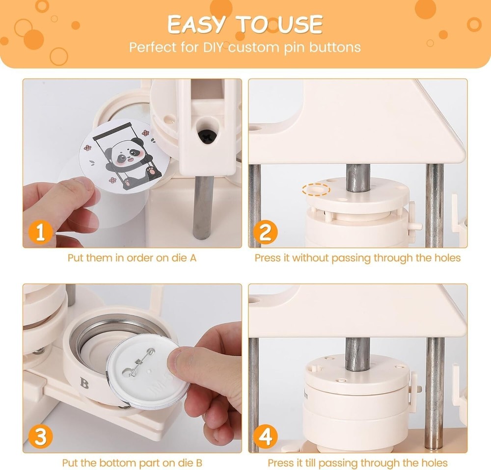 Button Maker Machine 25/32/58mm Handle Stamping Press 300pcs Button Parts