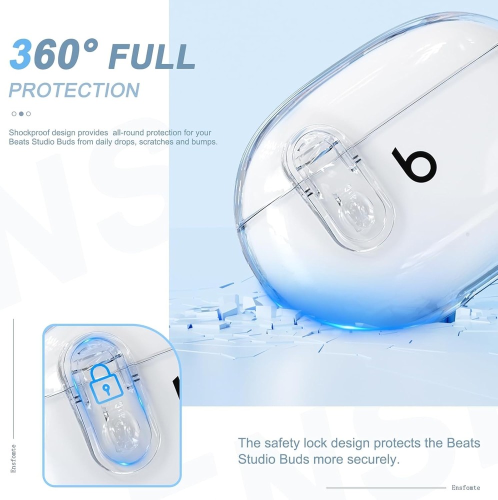 Compatible with Beats Studio Buds/Studio Buds Plus Case Cover Clear Clear+P
