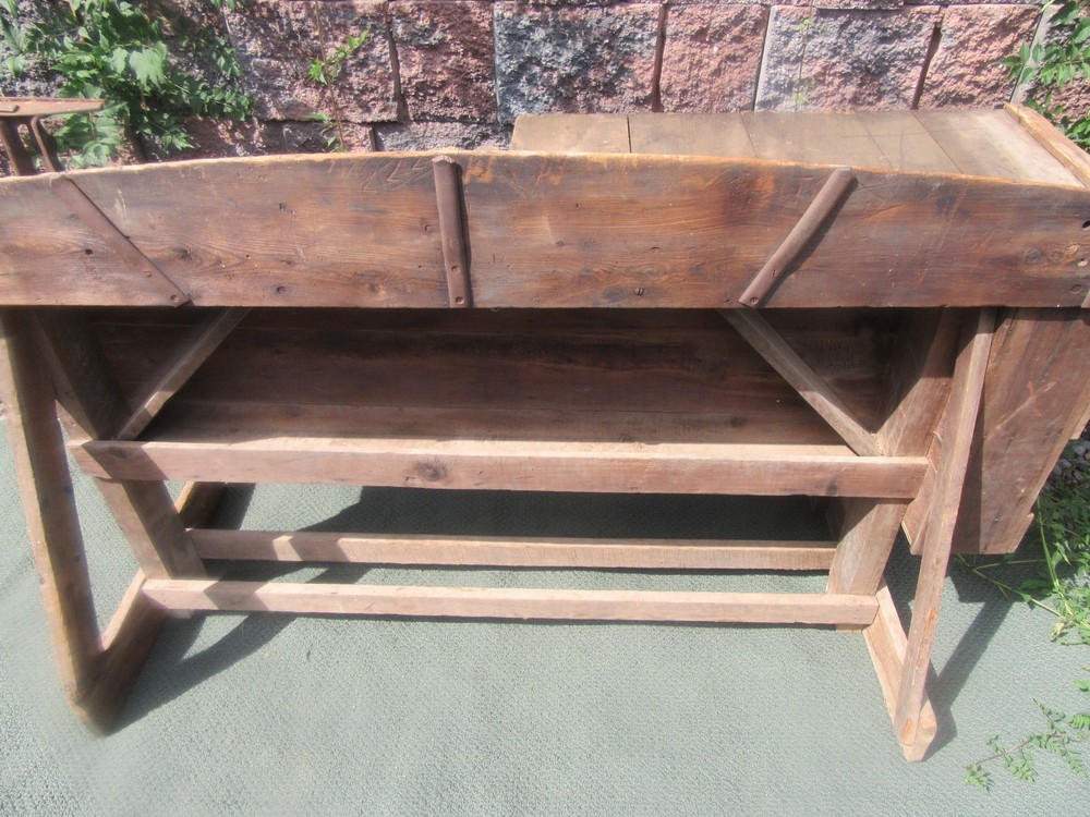 Antique Wood Carpenters Tool Workshop Saw Sharpening Work Bench Workbench