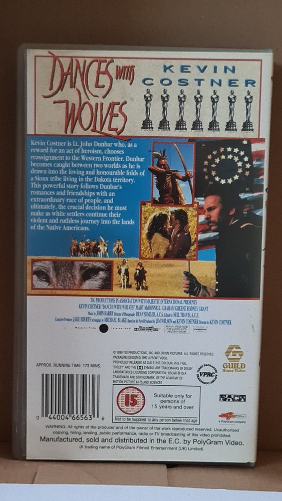 Dances with Wolves (1991, VHS) Pre-owned