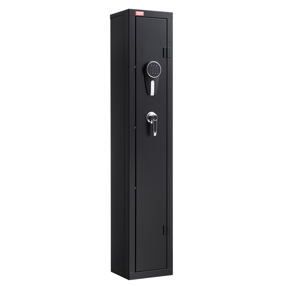 VEVOR Gun Safe with Digital Keypad & Key Adjustable Racks LED Lighting Black