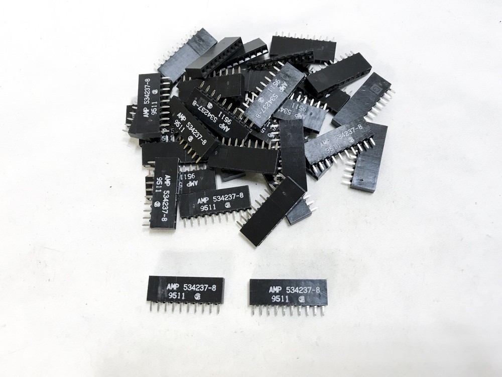 (12) AMP 10 Position Header 1-534237-8 Connector Recpticle PCB