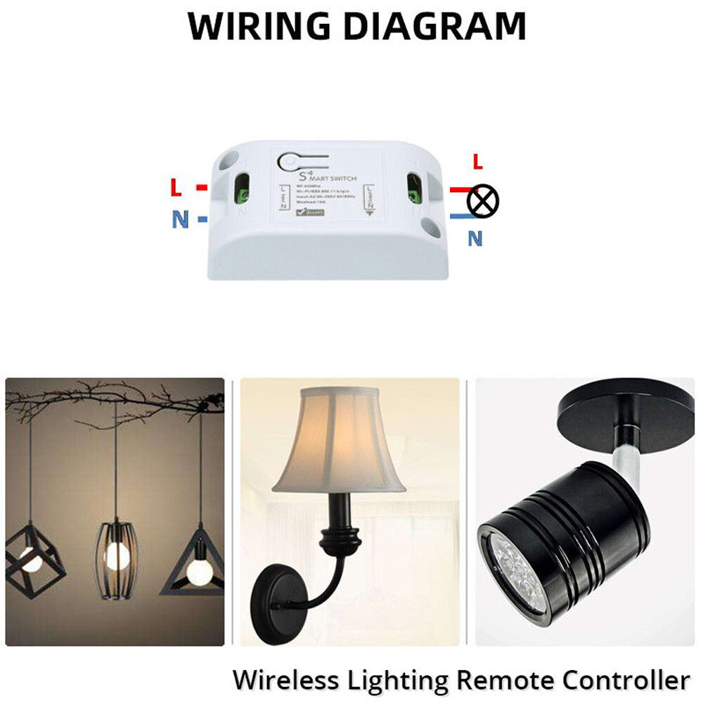 110V-220V Wireless RF Smart Switch Module + 433mhz Wall Panel Transmitter Remote
