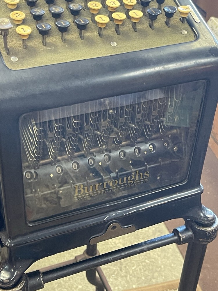 Antique Burroughs Visible Adding Machine Cash Register Beveled Glass