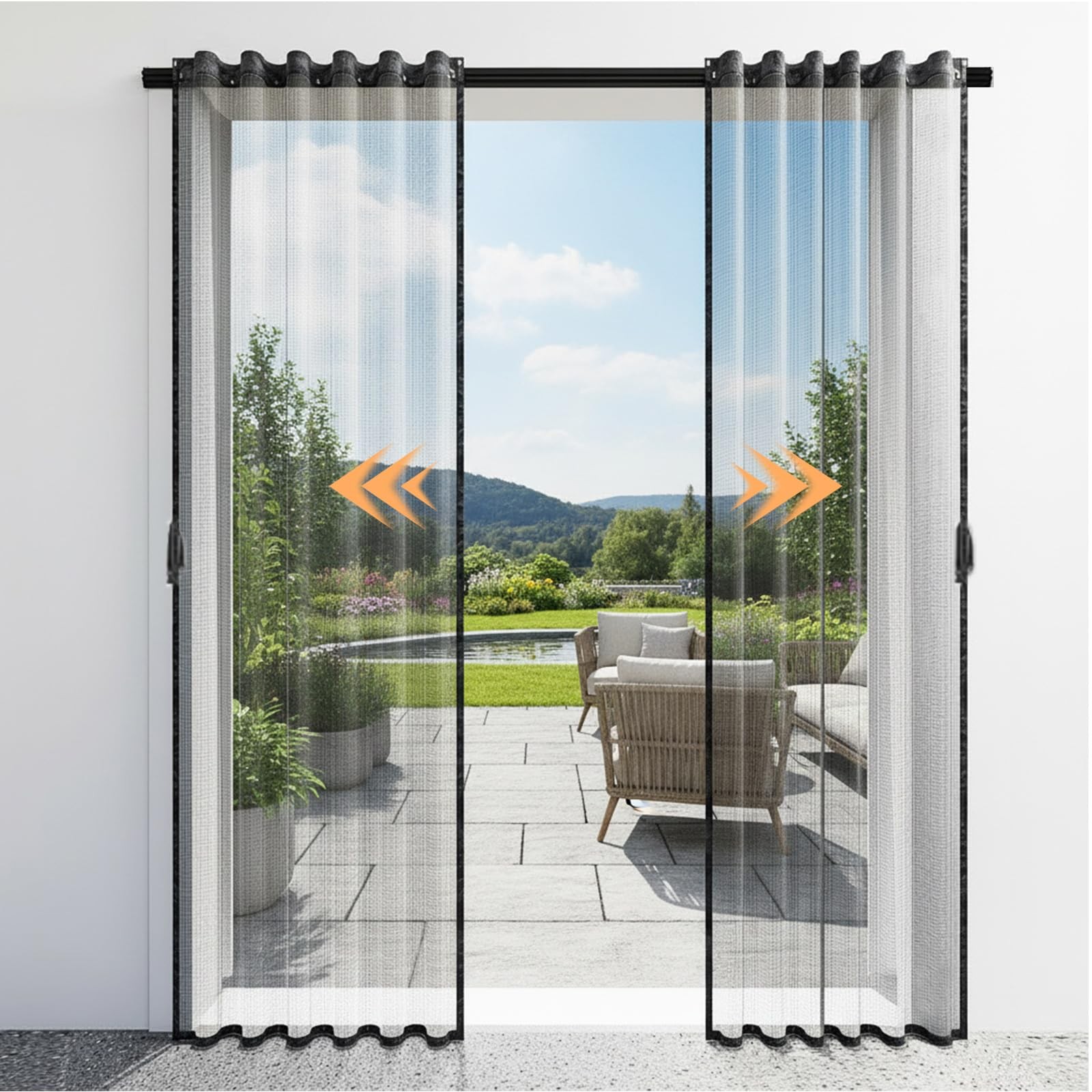 Magnetic Screen Door for Sliding Door, Retractable Sliding Screen Door with T...