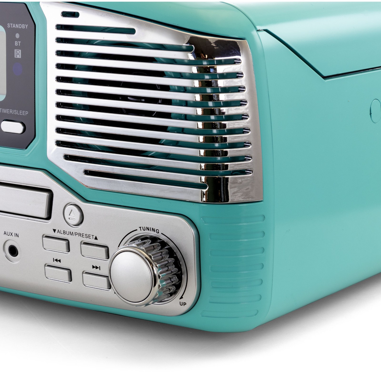 Trexonic Retro Wireless Bluetooth, Record and CD Player in Turquoise