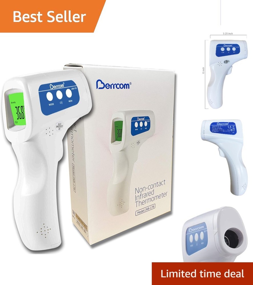 Digital Infrared Forehead Thermometer - Memory Recall Function, Compact and Red