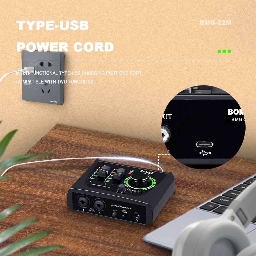 mini 2 Channel USB Audio Interface for Recording, Streaming and Podcasting, w...