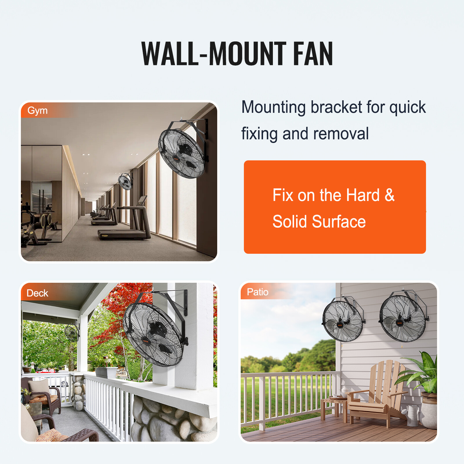 VEVOR 2PCS 18'' Industrial Wall Mount Fan Metal Fan 3 Speed Ventilation Shop Fan