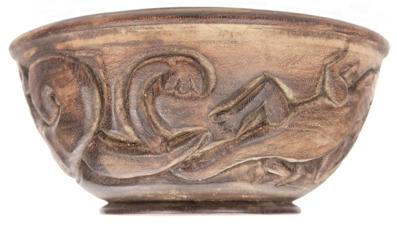 Vintage Carved Wooden Indonesian Dayak Bowl Borneo Lizard Ethnographic Carving