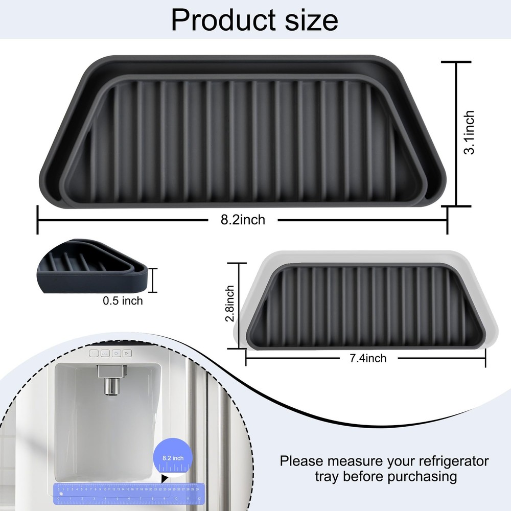 KindGa Refrigerator Drip Catcher 2 pack Rectangular Black, Black