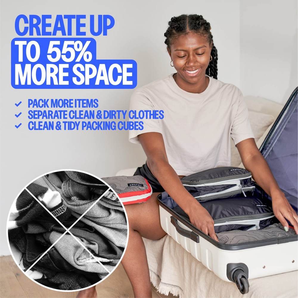 Compression Packing Cubes - 2 Pack Clean Dirty Separate Zipper - Luggage & Su...