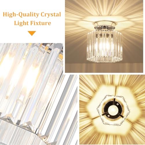 2 Pack Chrome Semi Flush Mount Ceiling Light, Modern Crystal 1-Light Chrome